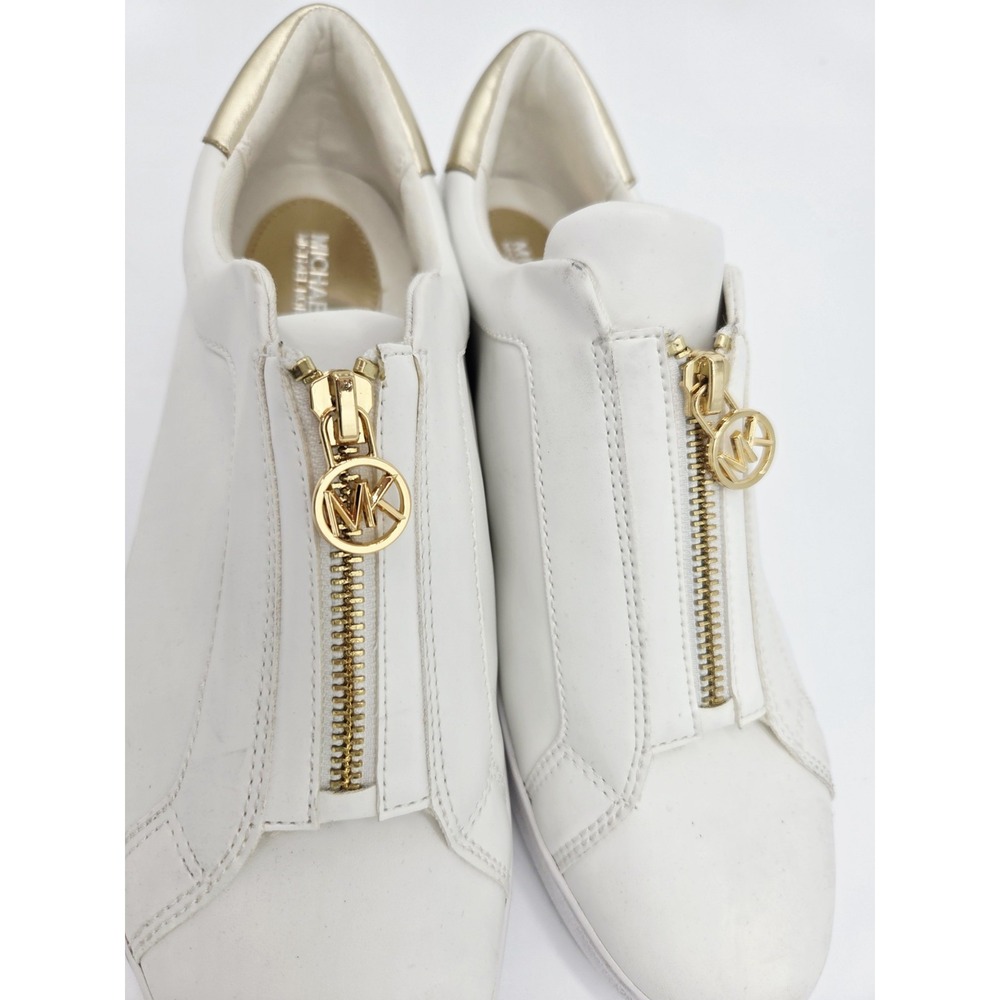 New MICHAEL Michael Kors Women's Keaton Zip-Up Slip-On Pale Gold Sneakers US 9.5 - Picture 2 of 6